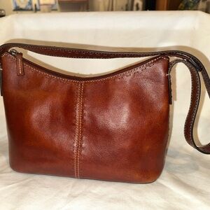 Fossil Chestnut Brown Leather Shoulder Bag